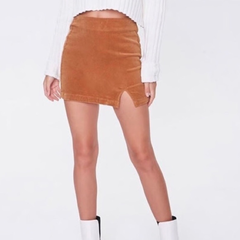 Forever 21, Chestnut colored, wide wale corduroy, pull on mini skirt -jr size L